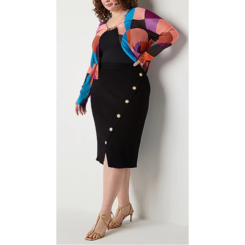 Bold Elements Womens Mid Rise Pencil Skirt Plus Black Size 2X - Picture 10 of 10